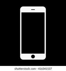 White isolated smart phone flat icon 