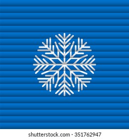 White isolated snowflake on blue background. Vector illustration.