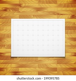 White isolated square grid with shadow backdrop vector background illustration isolated on wood texture