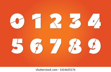 White Isolated Vector Numbers on Red Background