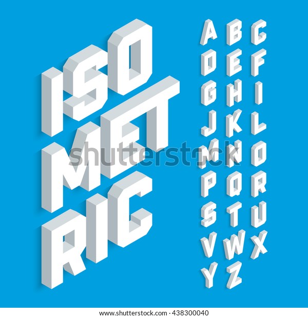 Weisse Isometrische 3d Schrift Dreidimensionales Alphabet Vektorgrafik Stock Vektorgrafik Lizenzfrei