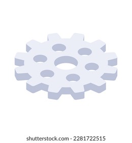 White isometric 3d gear icon vector illustration