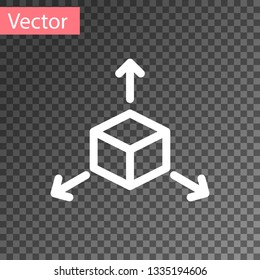 White Isometric cube icon isolated on transparent background. Geometric cubes solid icon. 3D square sign. Box symbol. Vector Illustration