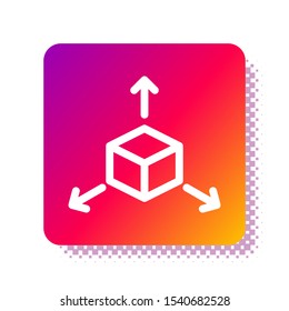 White Isometric cube icon isolated on white background. Geometric cubes solid icon. 3D square sign. Box symbol. Square color button. Vector Illustration