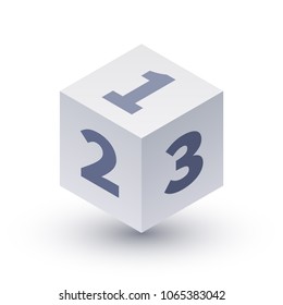 White isometric cube with numbering