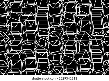 White isometric cubes seamless texture. Vector Seamless geometric pattern. Geometry grid graphic. Pattern 3D isometric cubes blocks, geometric construction with blocks shapes and forms, cubic.