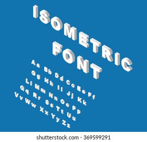 White isometric font alphabet. Vector illustration eps 10.