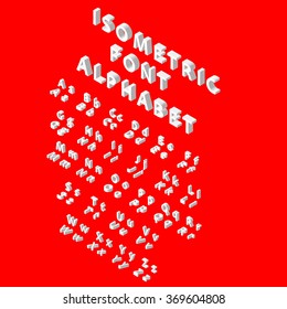 White isometric font alphabet. Vector illustration eps 10.