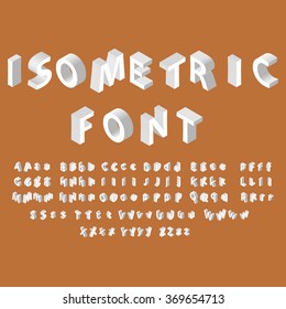 White isometric font alphabet. Vector illustration eps 10.