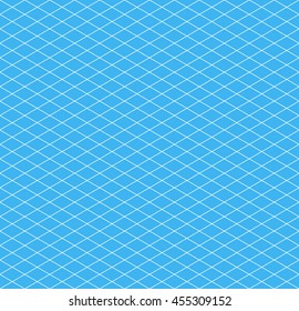 White isometric grid on cyan background, seamless pattern