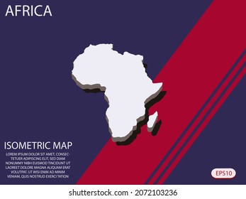 White isometric map of Africa elements Blue And Red background for concept map easy to edit and customize. eps 10