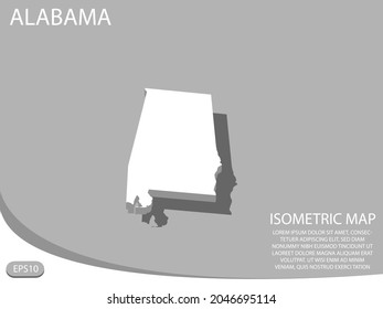 white isometric map of Alabama elements gray
 background for concept map easy to edit and customize. eps 10