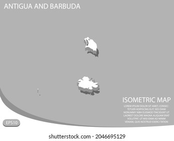 white isometric map of Antigua and Barbuda elements gray
 background for concept map easy to edit and customize. eps 10