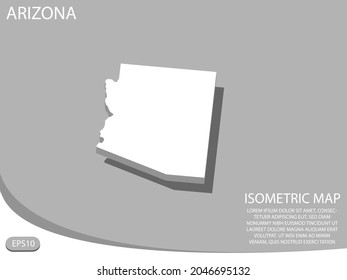 white isometric map of Arizona elements gray
 background for concept map easy to edit and customize. eps 10
