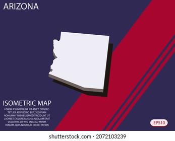 White isometric map of Arizona elements Blue And Red background for concept map easy to edit and customize. eps 10