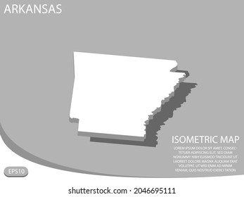 white isometric map of Arkansas elements gray
 background for concept map easy to edit and customize. eps 10