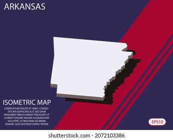 White isometric map of Arkansas elements Blue And Red background for concept map easy to edit and customize. eps 10