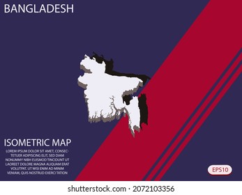 White isometric map of Bangladesh elements Blue And Red background for concept map easy to edit and customize. eps 10