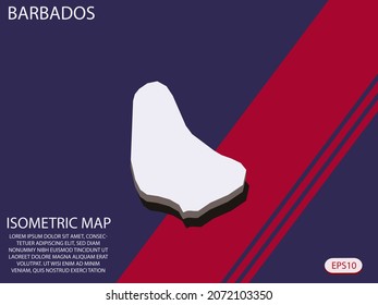 White isometric map of Barbados elements Blue And Red background for concept map easy to edit and customize. eps 10