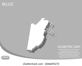 white isometric map of Belize elements gray
 background for concept map easy to edit and customize. eps 10