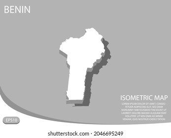 white isometric map of Benin elements gray
 background for concept map easy to edit and customize. eps 10