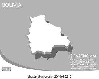 white isometric map of Bolivia elements gray
 background for concept map easy to edit and customize. eps 10