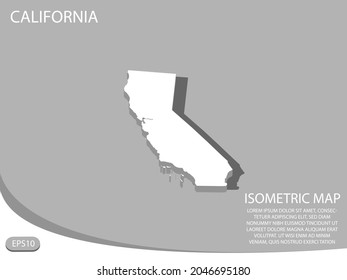 white isometric map of California elements gray
 background for concept map easy to edit and customize. eps 10
