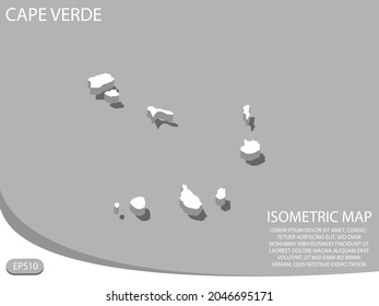 white isometric map of Cape Verde elements gray
 background for concept map easy to edit and customize. eps 10