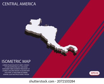 White isometric map of Central America elements Blue And Red background for concept map easy to edit and customize. eps 10