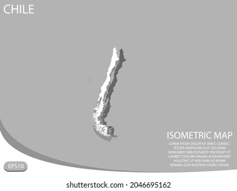 white isometric map of Chile elements gray
 background for concept map easy to edit and customize. eps 10