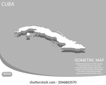 white isometric map of Cuba elements gray
 background for concept map easy to edit and customize. eps 10