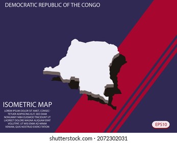 Mapa isométrico blanco de los elementos de la República Democrática del Congo azul y rojo para el mapa conceptual fácil de editar y personalizar. Pasos 10