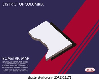 White isometric map of District of Columbia elements Blue And Red background for concept map easy to edit and customize. eps 10