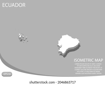 white isometric map of Ecuador elements gray
 background for concept map easy to edit and customize. eps 10