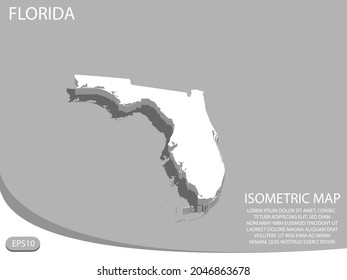 white isometric map of Florida elements gray
 background for concept map easy to edit and customize. eps 10