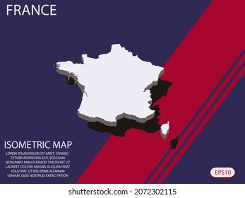 White isometric map of France elements Blue And Red background for concept map easy to edit and customize. eps 10