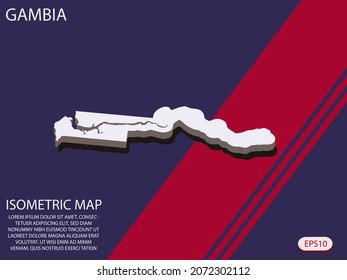 White isometric map of Gambia elements Blue And Red background for concept map easy to edit and customize. eps 10