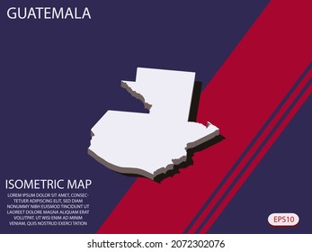 Mapa isométrico blanco de los elementos de Guatemala de fondo azul y rojo para el mapa conceptual fácil de editar y personalizar. Pasos 10