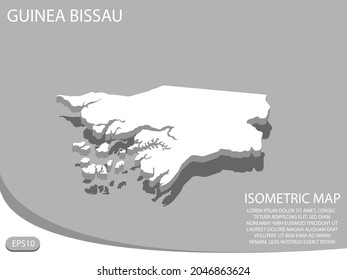 white isometric map of Guinea Bissau elements gray
 background for concept map easy to edit and customize. eps 10
