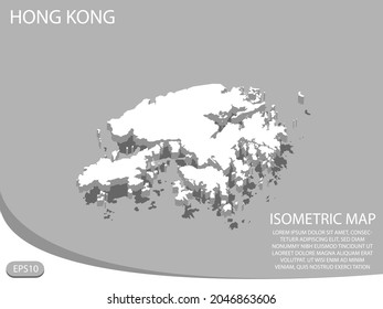 white isometric map of Hong Kong elements gray
 background for concept map easy to edit and customize. eps 10