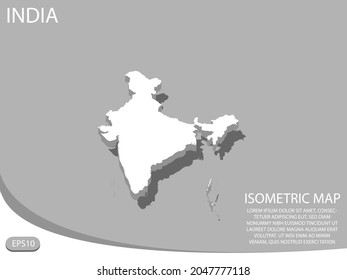 white isometric map of India elements gray
 background for concept map easy to edit and customize. eps 10