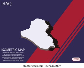White isometric map of Iraq elements Blue And Red background for concept map easy to edit and customize. eps 10
