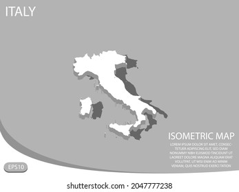 white isometric map of Italy elements gray
 background for concept map easy to edit and customize. eps 10