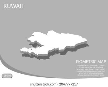 white isometric map of Kuwait elements gray
 background for concept map easy to edit and customize. eps 10