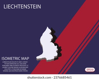 White isometric map of Liechtenstein elements Blue And Red background for concept map easy to edit and customize. eps 10