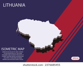 White isometric map of Lithuania elements Blue And Red background for concept map easy to edit and customize. eps 10