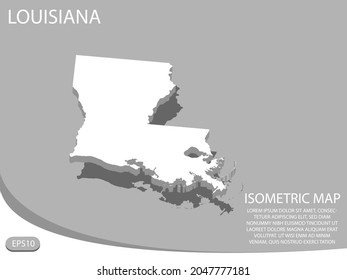 white isometric map of Louisiana elements gray
 background for concept map easy to edit and customize. eps 10