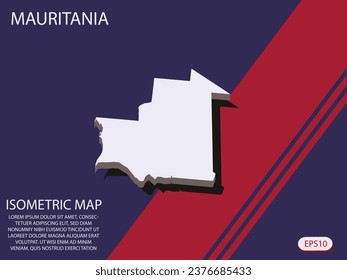 White isometric map of Mauritania elements Blue And Red background for concept map easy to edit and customize. eps 10