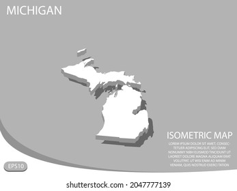 white isometric map of Michigan elements gray
 background for concept map easy to edit and customize. eps 10