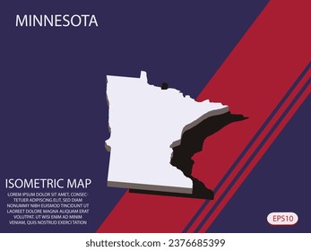 Mapa isométrico blanco de los elementos Minnesota Azul y Rojo fondo para el mapa conceptual fácil de editar y personalizar. Pasos 10